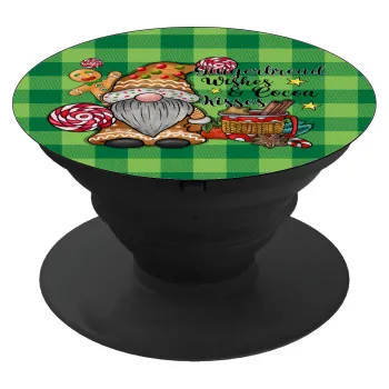 Gingerbread Wishes, Phone Holders Stand  Black Hand-held Mobile Phone Holder