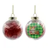 Στολίδι Χριστουγεννιάτικη μπάλα δένδρου διάφανη με κόκκινο γέμισμα 8cm