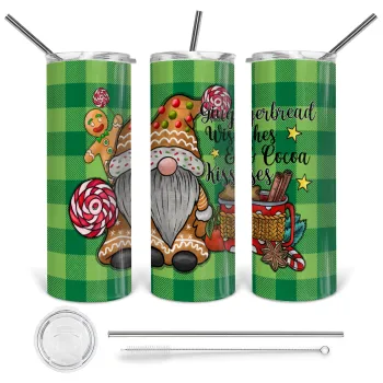Gingerbread Wishes, Tumbler stainless steel 600ml, with metal straw & cleaning brush