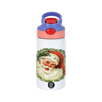 Santa Claus, Children's hot water bottle, stainless steel, with safety straw, pink/purple (350ml)