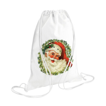 Santa Claus, Τσάντα πλάτης πουγκί GYMBAG λευκή (28x40cm)