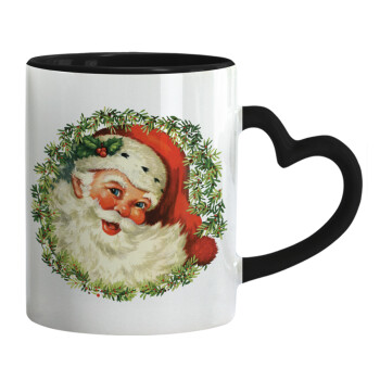Santa Claus, Mug heart black handle, ceramic, 330ml