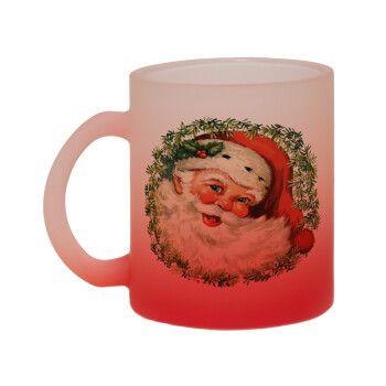 Santa Claus, Κούπα γυάλινη δίχρωμη με βάση το κόκκινο ματ, 330ml