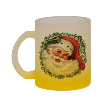 Santa Claus, Κούπα γυάλινη δίχρωμη με βάση το κίτρινο ματ, 330ml