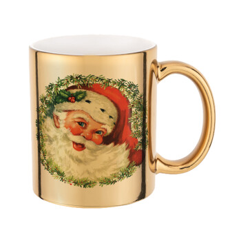 Santa Claus, Κούπα κεραμική, χρυσή καθρέπτης, 330ml