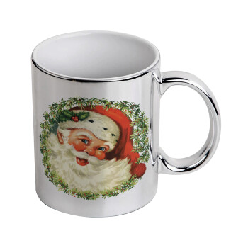 Santa Claus, Mug ceramic, silver mirror, 330ml
