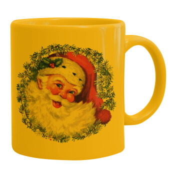 Santa Claus, Ceramic coffee mug yellow, 330ml (1pcs)