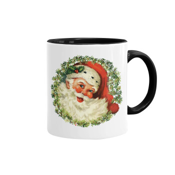 Santa Claus, Κούπα χρωματιστή μαύρη, κεραμική, 330ml