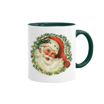 Santa Claus, Κούπα χρωματιστή πράσινη, κεραμική, 330ml