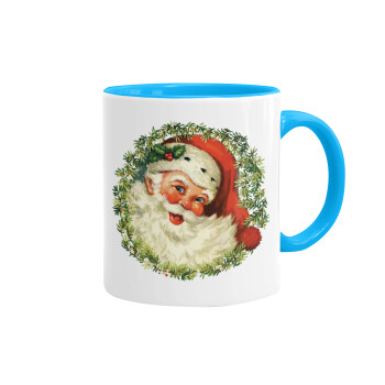 Santa Claus, Κούπα χρωματιστή γαλάζια, κεραμική, 330ml