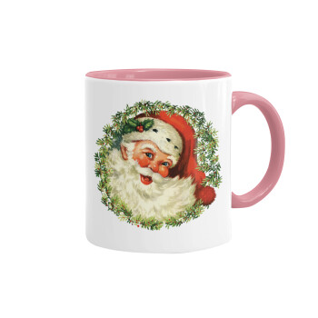 Santa Claus, Κούπα χρωματιστή ροζ, κεραμική, 330ml