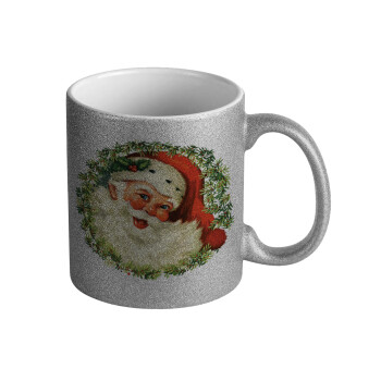 Santa Claus, Κούπα Ασημένια Glitter που γυαλίζει, κεραμική, 330ml