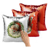 Μαξιλάρι καναπέ Μαγικό Κόκκινο με πούλιες 40x40cm περιέχεται το γέμισμα