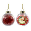 Transparent Christmas tree ball ornament with red filling 8cm