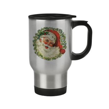Santa Claus, Stainless steel travel mug with lid, double wall 450ml