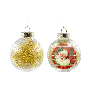 Santa Claus, Χριστουγεννιάτικη μπάλα δένδρου διάφανη με χρυσό γέμισμα 8cm