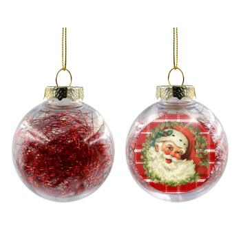Santa Claus, Χριστουγεννιάτικη μπάλα δένδρου διάφανη με κόκκινο γέμισμα 8cm