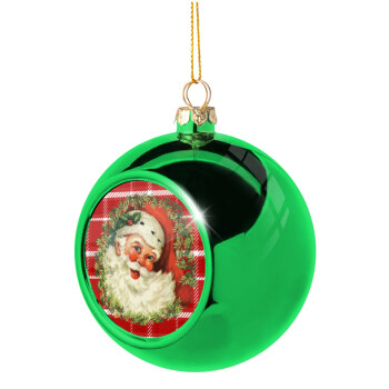 Santa Claus, Green Christmas tree ornament ball 8cm
