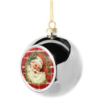 Santa Claus, Χριστουγεννιάτικη μπάλα δένδρου Ασημένια 8cm