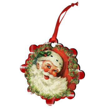 Santa Claus, Χριστουγεννιάτικο στολίδι snowflake ξύλινο 7.5cm
