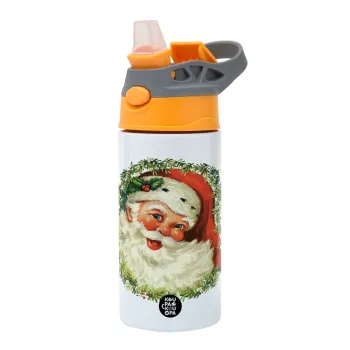 Santa Claus, Παιδικό παγούρι θερμό, ανοξείδωτο, με καλαμάκι ασφαλείας, Πορτοκαλί/Γκρι (360ml) BPA-FREE