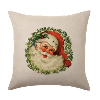 Santa Claus, Μαξιλάρι καναπέ ΛΙΝΟ 40x40cm περιέχεται το  γέμισμα