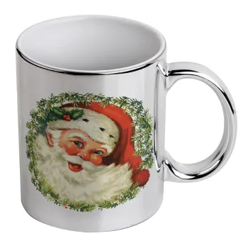 Santa Claus, Mug ceramic, silver mirror, 330ml