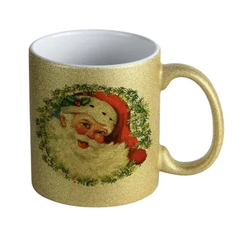 Santa Claus, Κούπα Χρυσή Glitter που γυαλίζει, κεραμική, 330ml