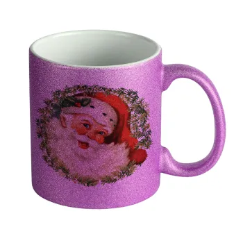 Santa Claus, Κούπα Μωβ Glitter που γυαλίζει, κεραμική, 330ml