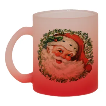 Santa Claus, Κούπα γυάλινη δίχρωμη με βάση το κόκκινο ματ, 330ml