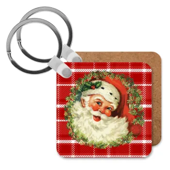 Santa Claus, Μπρελόκ Ξύλινο τετράγωνο MDF