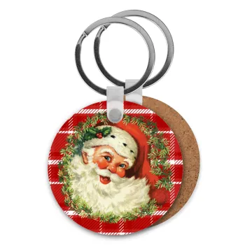 Santa Claus, Μπρελόκ Ξύλινο στρογγυλό MDF Φ5cm