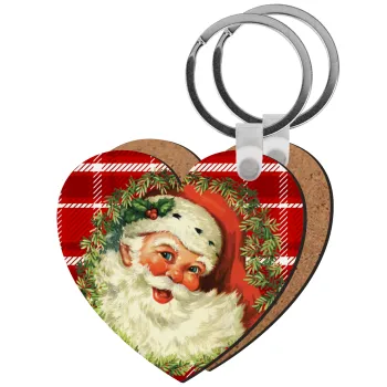 Santa Claus, Μπρελόκ Ξύλινο καρδιά MDF