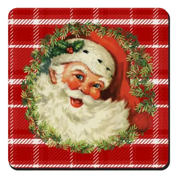 Santa Claus, Τετράγωνο μαγνητάκι ξύλινο 9x9cm