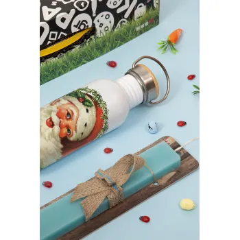 Santa Claus, Πασχαλινή Λαμπάδα με παγούρι μεταλλικό (620ml, stainless steel) & κερί αρωματικό πλακέ (30cm) (ΤΙΡΚΟΥΑΖ)