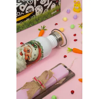 Santa Claus, Πασχαλινή Λαμπάδα με παγούρι μεταλλικό (620ml, stainless steel) & κερί αρωματικό πλακέ (30cm) (ΡΟΖ)