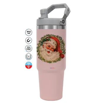 Santa Claus, ΡΟΖ χρώματος Θερμός Ανοξείδωτο 890ml (30oz) με χερούλι