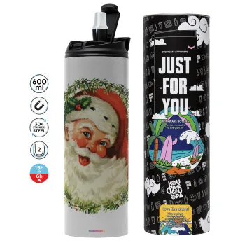 Santa Claus, Tumbler ποτήρι θερμό ΓΚΡΙ από ανοξείδωτο ατσάλι 600ml