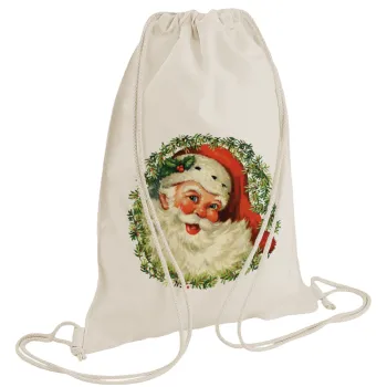 Santa Claus, Backpack bag GYMBAG natural (28x40cm)
