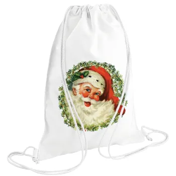 Santa Claus, Τσάντα πλάτης πουγκί GYMBAG λευκή (28x40cm)