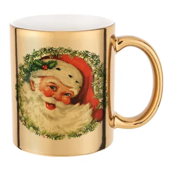 Santa Claus, Κούπα κεραμική, χρυσή καθρέπτης, 330ml