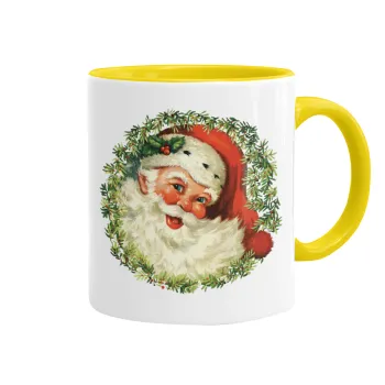 Santa Claus, Κούπα χρωματιστή κίτρινη, κεραμική, 330ml