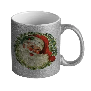 Santa Claus, Κούπα Ασημένια Glitter που γυαλίζει, κεραμική, 330ml