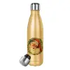 Μεταλλικό παγούρι θερμός Glitter χρυσό (Stainless steel), διπλού τοιχώματος, 500ml