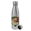 Metallic water bottle, stainless steel, 750ml