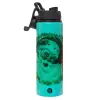 Metallic water bottle with safety lid, 850ml aluminum