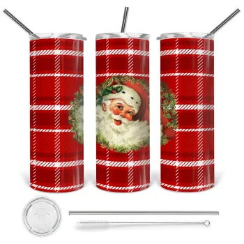 Santa Claus, Tumbler stainless steel 600ml, with metal straw & cleaning brush