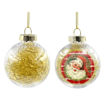 Santa Claus, Στολίδι Χριστουγεννιάτικη μπάλα δένδρου διάφανη με χρυσό γέμισμα 8cm