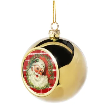 Santa Claus, Golden Christmas tree ball ornament 8cm