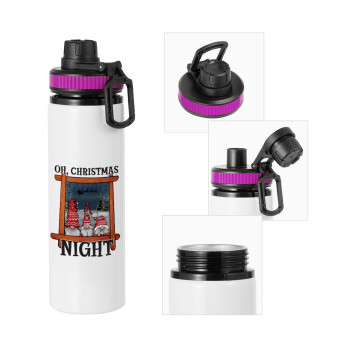 Oh Christmas Night, Metallic water bottle with safety lid, 850ml aluminum